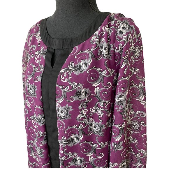 Purple Abstract Top Three Quarter Sleeve - Picture 3 of 8